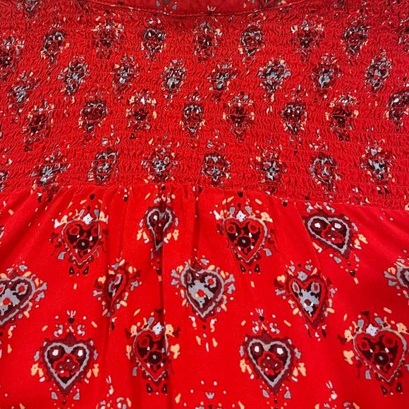 beachlunchlounge Red Heart Patterned Ashley Long Sleeve Button Up, Size S‎ - Picture 6 of 8